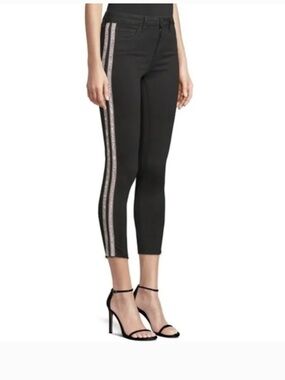 A26 L'AGENCE Margot Black Skinny Jeans with Rhinestone Crystals High Rise